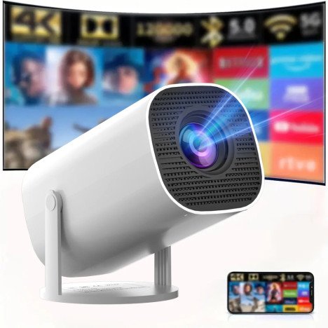Projecteur Portable HY300Pro avec WiFi Mini Cinéma Maison Intelligent Écran LCD 4K 1080P Vidéo Projecteur Android