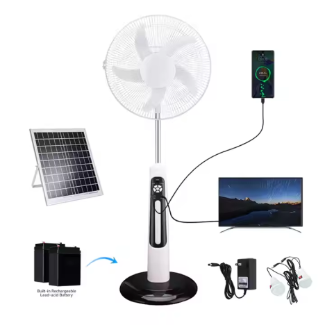FOURNISSEUR CHINE Ventilateur sur Pied Solaire à 9 Vitesses, Fonctionnement sur Batterie, Télécommande, pour Extérieur et Maison, Rechargeable